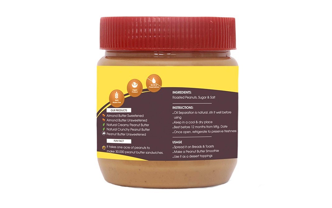 Gourmet Delicacy Natural Creamy Peanut Butter, Unsweetened   Plastic Jar  350 grams